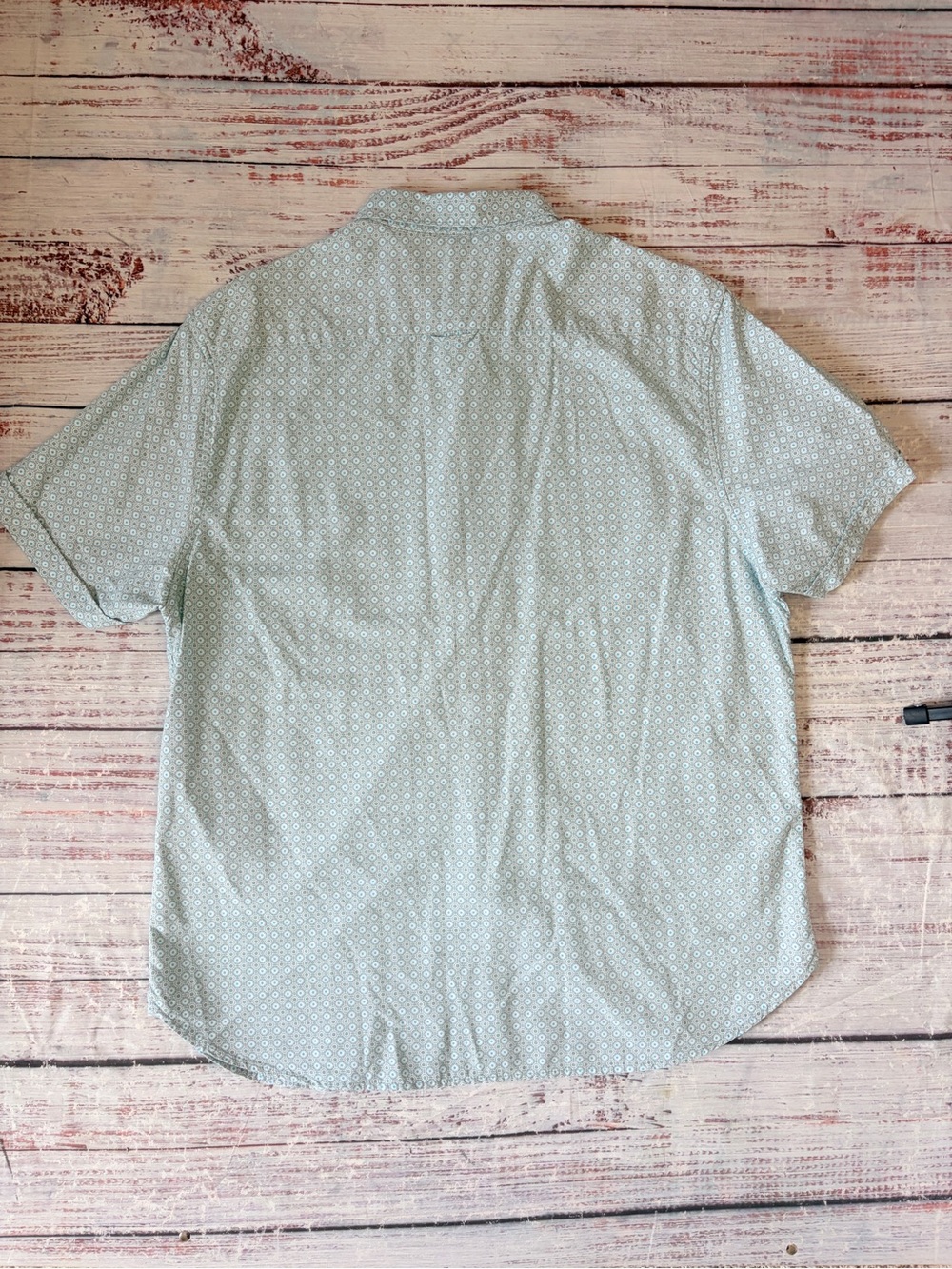 Denim & Flower Short Sleeve Button-Down Shirt in Light Mint Green Geo Print XL - Picture 8 of 10